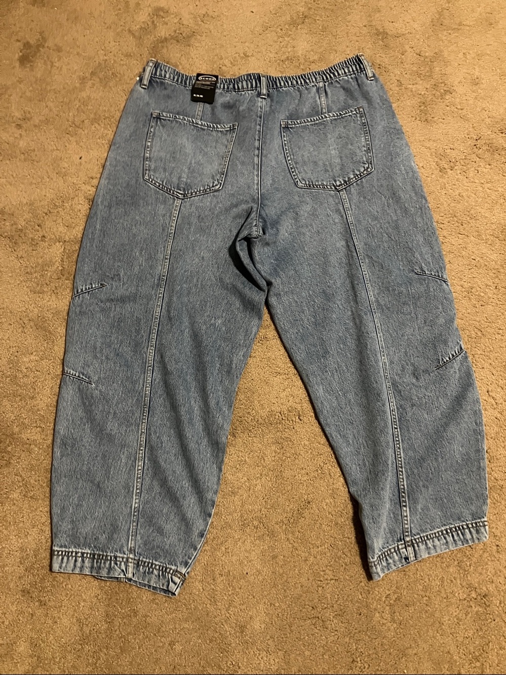 Scoop relaxed pull on crop barrel jeans XL medium wash